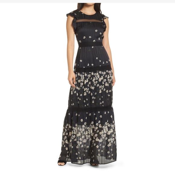 Adelyn Rae Suri Tiered Floral Maxi Dress Size Small Party Ruffle Sleeve - Picture 1 of 8